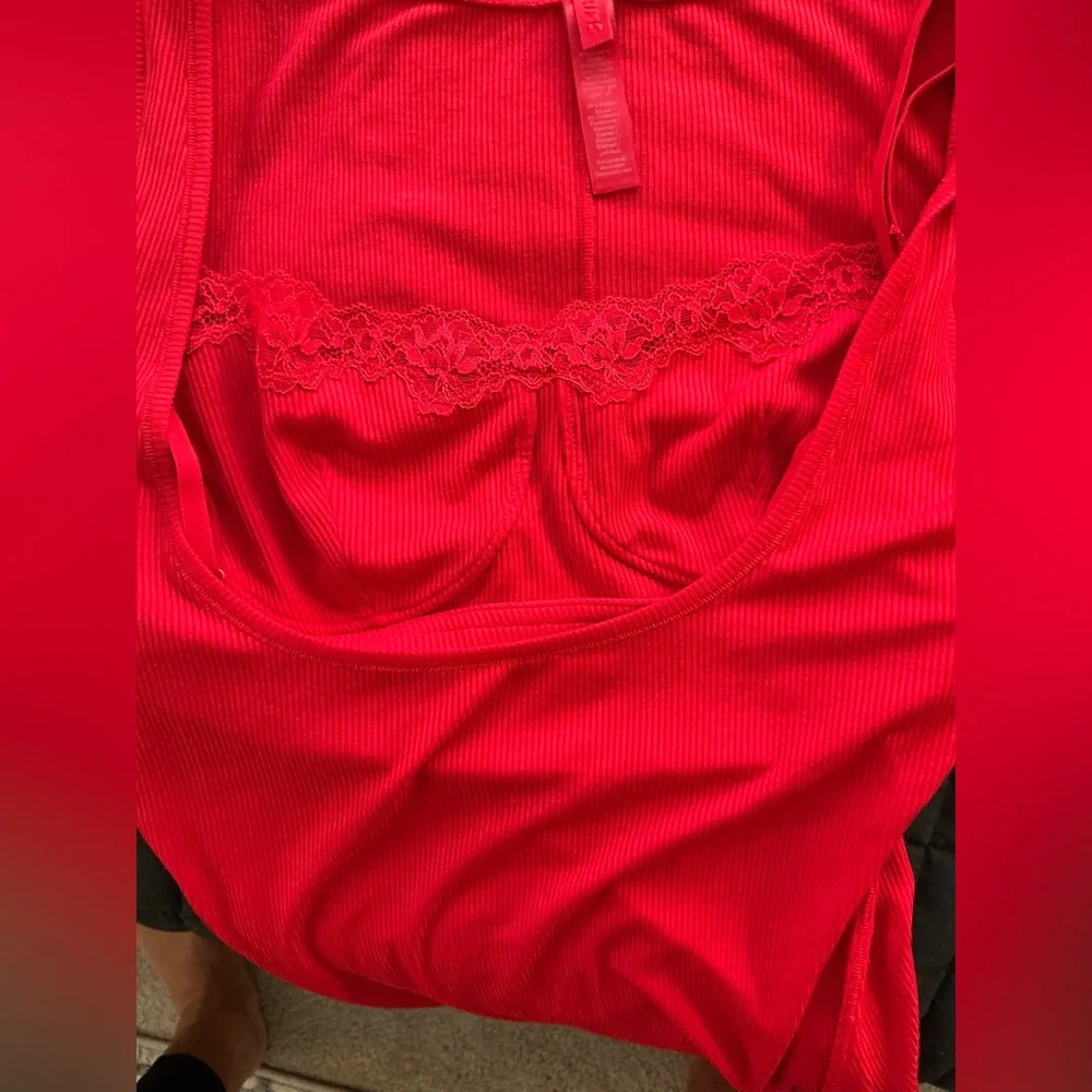 SKIMS Soft Lounge Lace Long Dress With Bralette | Cherry | Size L - Picture 8 of 10
